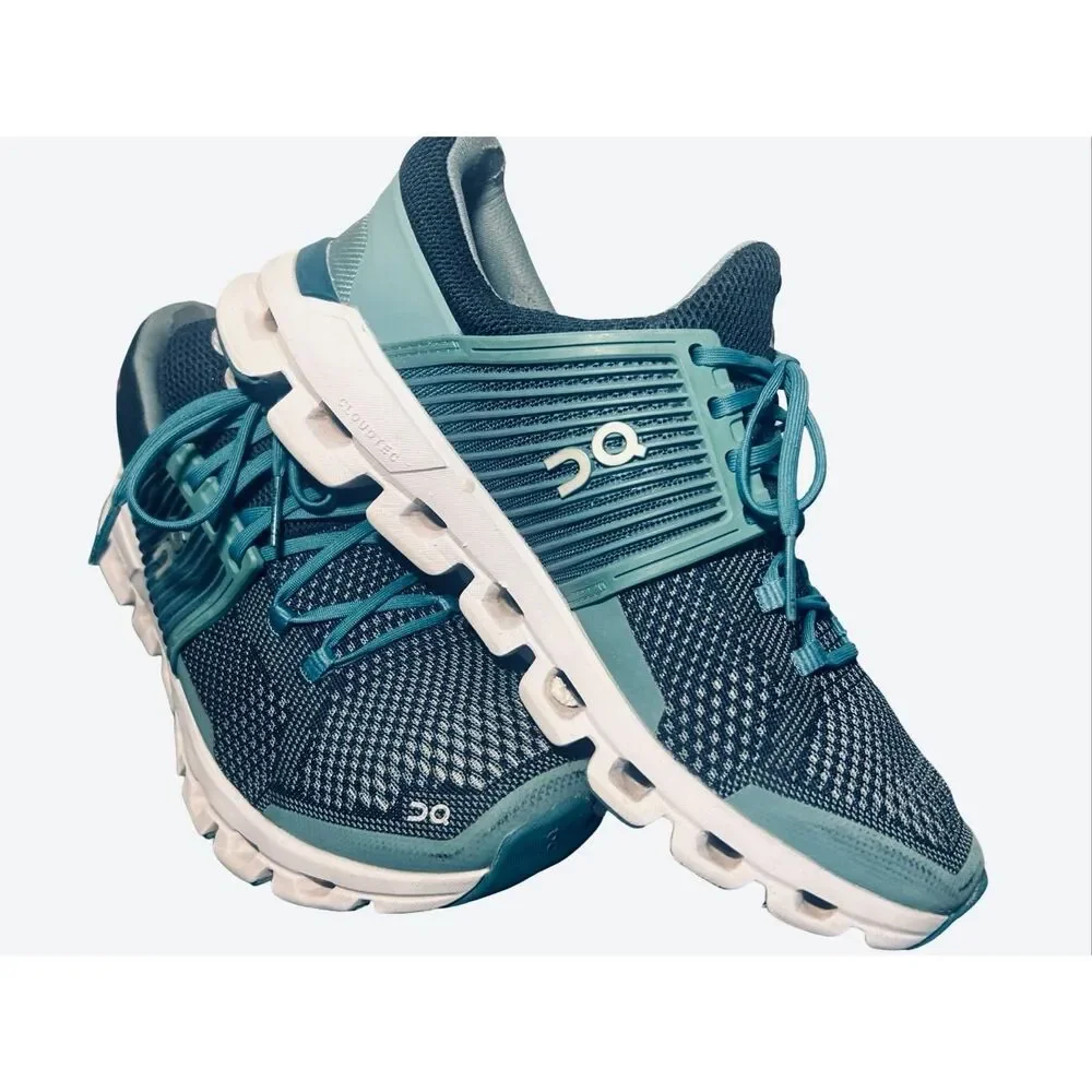 On Running Women's Teal and White Cloud Athletic Shoes - Picture 6 of 11